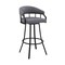 Armen Living Valerie 26" Swivel Slate Gray Faux Leather and Black Metal Bar Stool LCVLBAMBGR26 - alternate 1